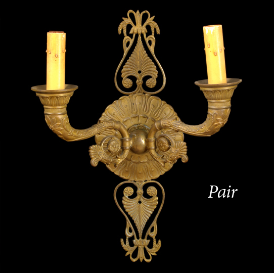 Pair of French Gilded Brass Two Light 2b19a