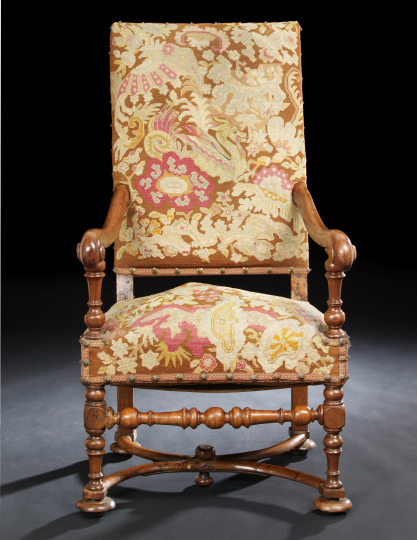 Louis XIII-Style Fruitwood Fauteuil