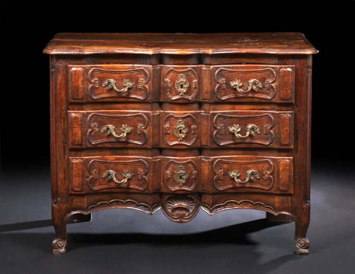 Provincial Louis XV-Style Oak Commode,