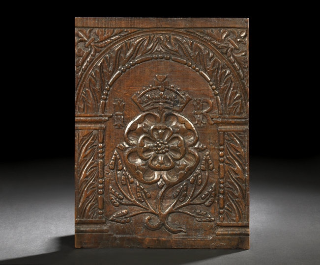 Good James I Carved Oak Panel with