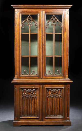 Victorian-Style Carved Oak Bookcase