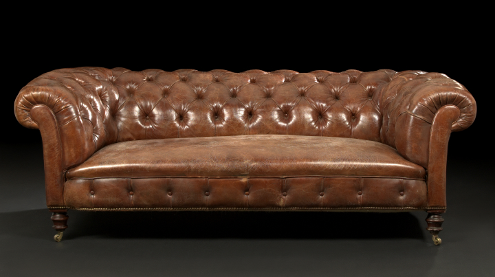 Edwardian Mahogany and Leather Upholstered 2b273