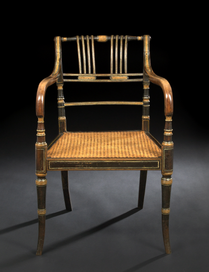 Late Regency Polychromed Armchair,