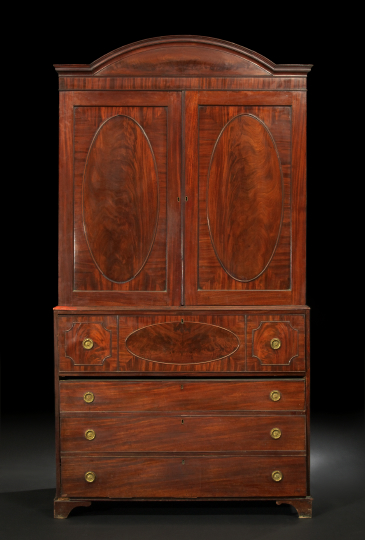 Regency-Style Mahogany Linen Press,