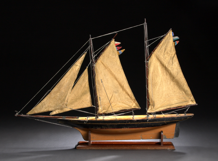 English Model of a Cutter-Rigged Double-Mast