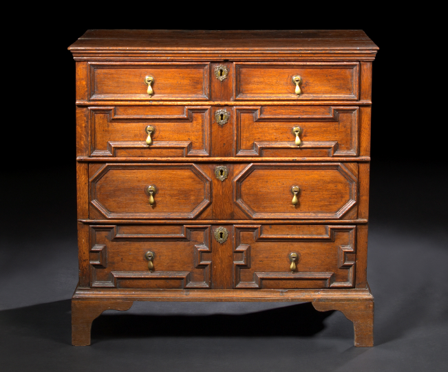 English Oak Chest,  early 18th century