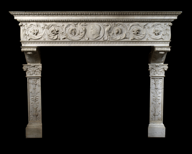 Imposing Carrara Marble Mantelpiece,