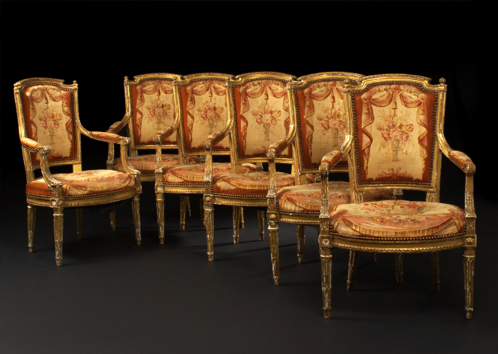 Suite of Six Louis XVI-Style Giltwood