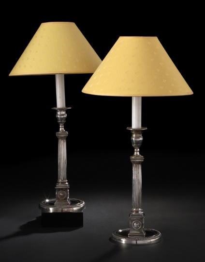 Pair of French Silver Plate Candlesticks,