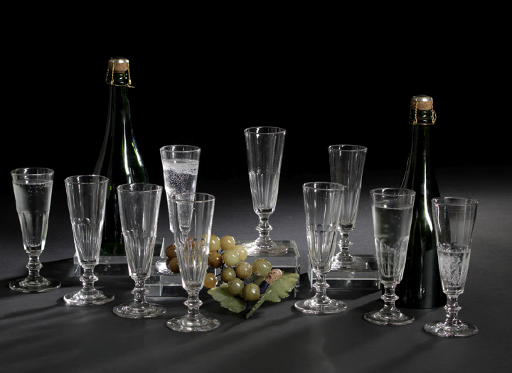 Set of Ten French Panel-Cut Glass