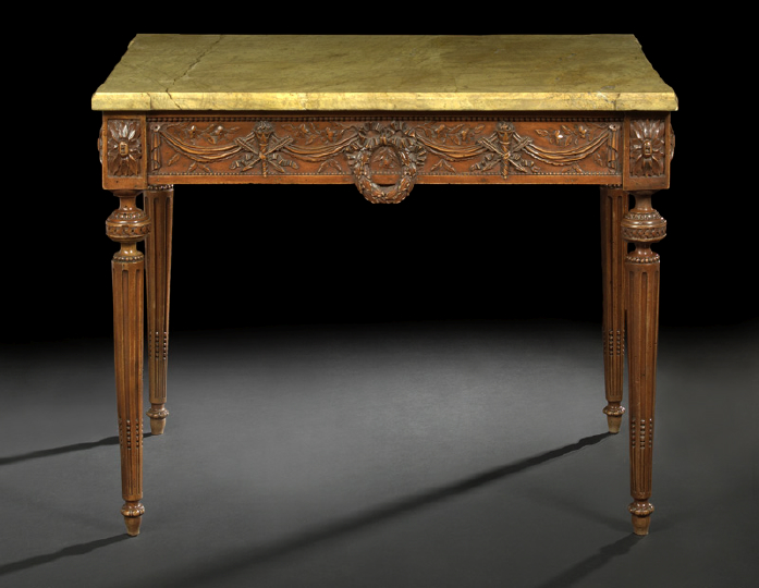 Louis XVI Carved Walnut and Marble Top 2b52a