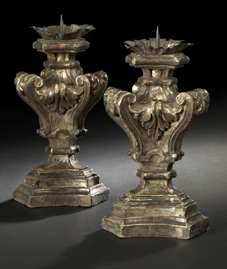 Large Pair of Italian Carved Silver Leafed 2b533