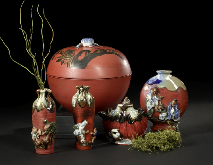 Japanese Glazed Art Pottery Teapot  2b598