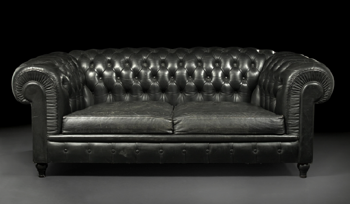 Edwardian Leather-Upholstered Chesterfield