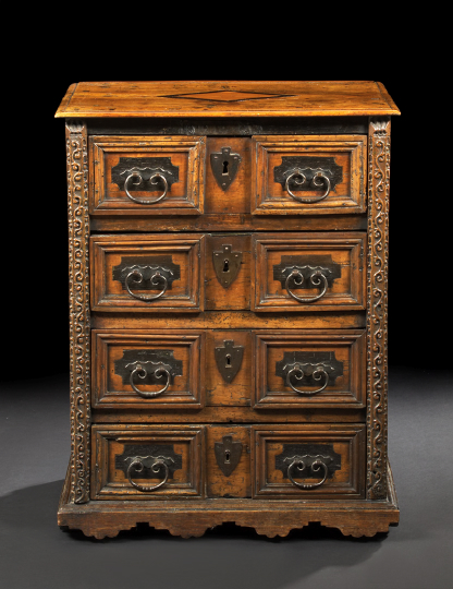 Italian Carved Walnut Chest,  late