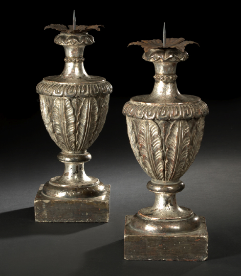 Large Pair of Italian Carved Silver Leafed 2b713