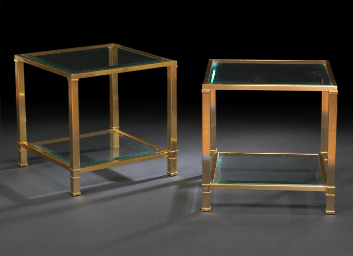 Pair of Gilt-Metal and Glass End Tables,