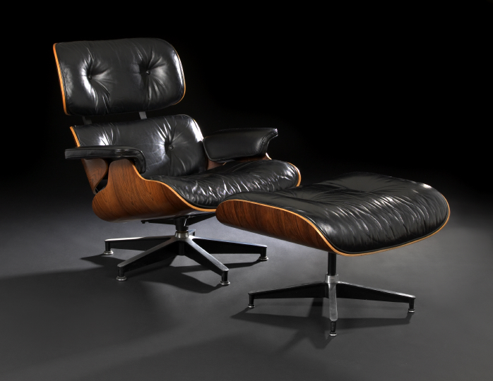 Mid-Century Modern Black Leather,