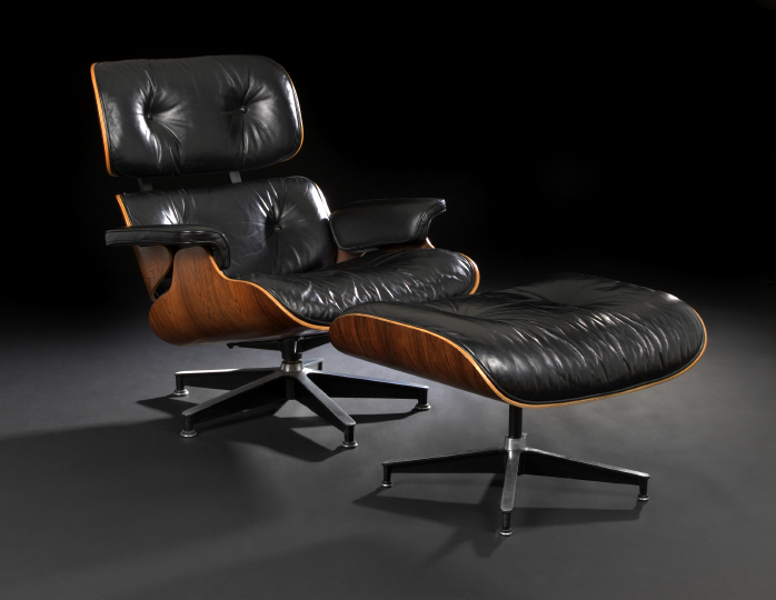 Mid-Century Modern Black Leather, Laminated