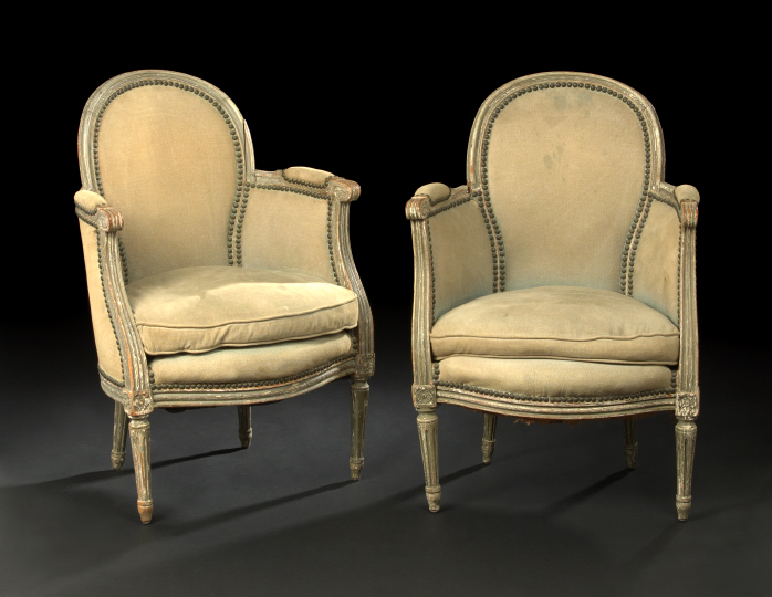 Pair of Louis XVI-Style Carved and Cream-Painted