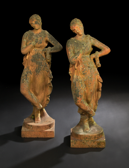 Pair of French Terra Cotta-Tinted