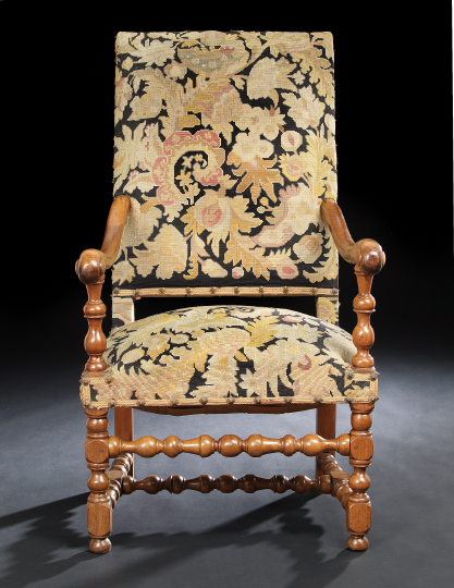 Louis XIII-Style Fruitwood Fauteuil