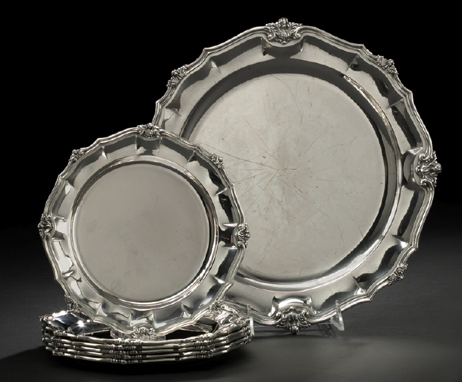 Set of Seven Italian .800 Silver Dishes,