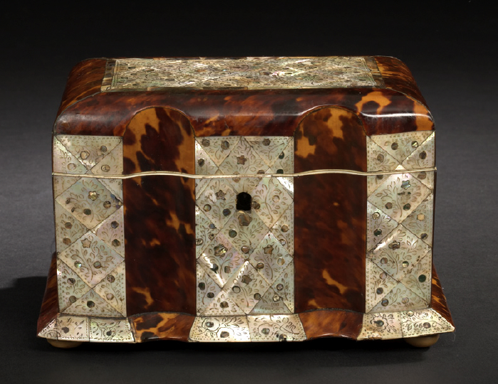 English Block-Front Engraved Mother-of-Pearl-Inlaid