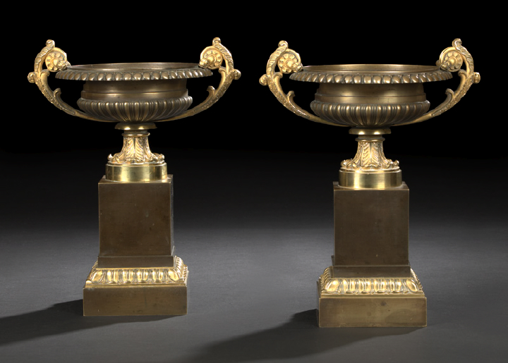 Large Pair of Parcel-Gilt- and Patinated