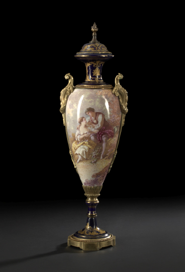 Large Gilt-Brass-Mounted Porcelain Covered