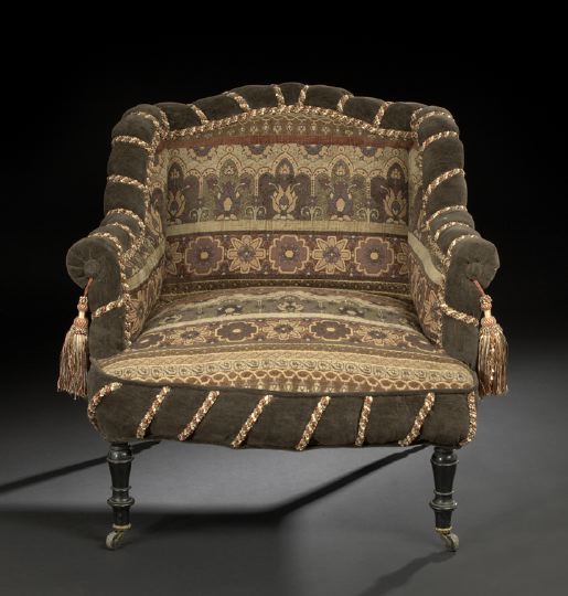 Victorian Ebonized and Upholstered
