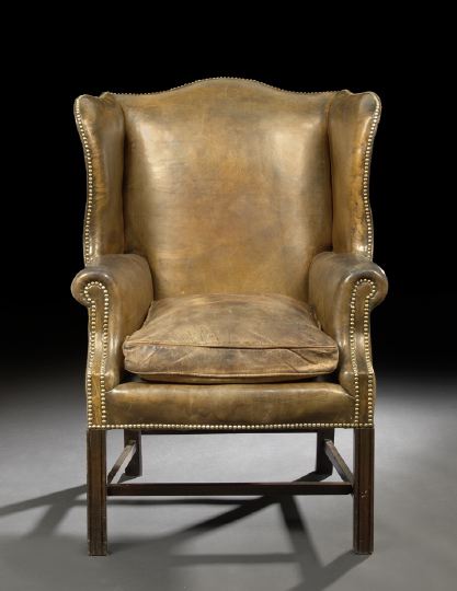 George III Mahogany and Leather-Upholstered