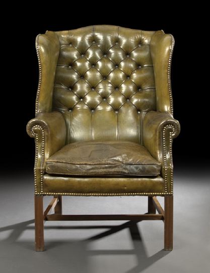 George III Mahogany and Leather-Upholstered