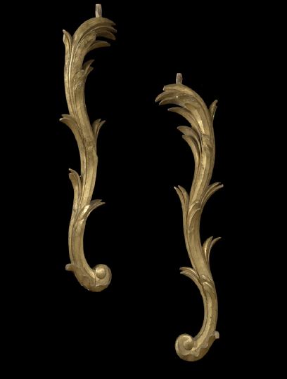 Pair of Italian Carved Giltwood Stylized