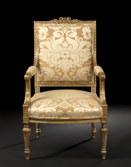 Louis XVI-Style Giltwood Fauteuil,