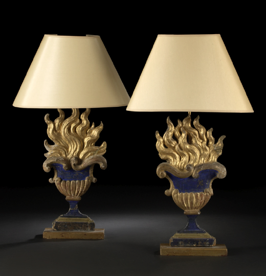 Tall Pair of Italian Carved, Parcel-Gilded