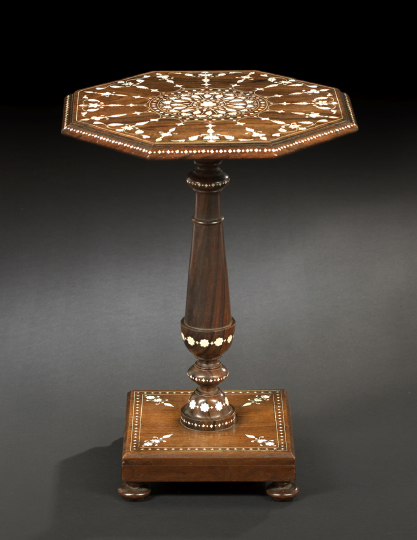 Anglo-Colonial Rosewood and Bone-Inlaid