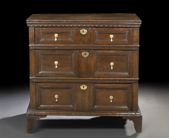 English Oak Chest,  late 17th century