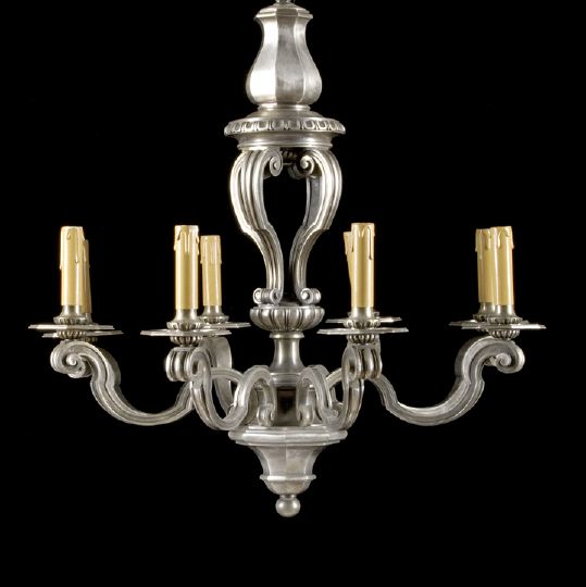 English Pewter-Finished Brass Eight-Light