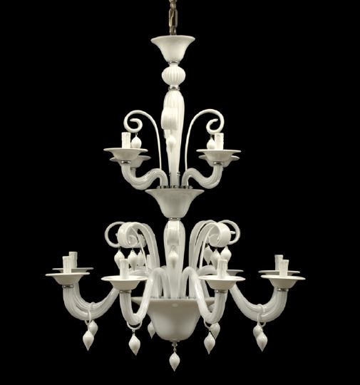 Handsome Murano Lattimo Glass Tiered