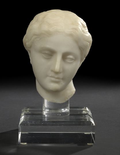 Carved Italian White Marble Head of