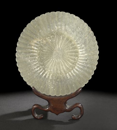 Chinese Carved Jade Chrysanthemum Disk,