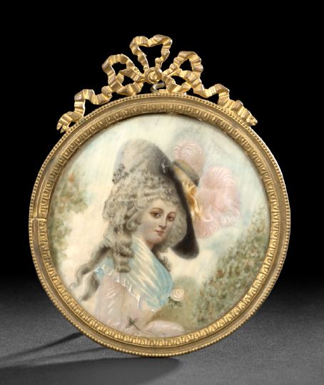 French Circular Portrait Miniature of