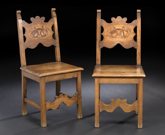 Pair of Italian Inlaid Walnut Hall 2bec2