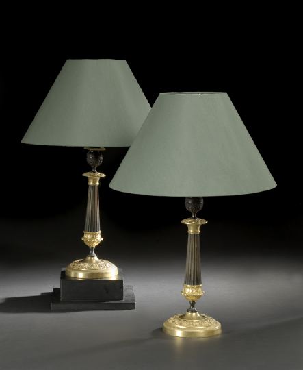 Pair of French Parcel Gilt Bronze Patinated 2bed3