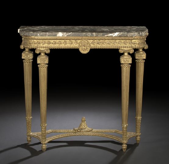 Louis XVI Style Giltwood and Marble Top 2beed