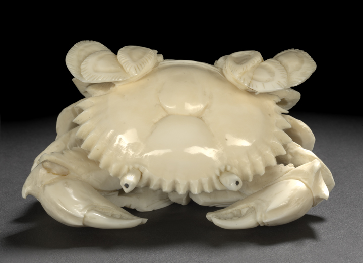 Japanese Carved Ivory Figure of a Crab,