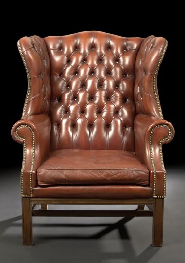George III Style Mahogany and Leather Upholstered 2bb76