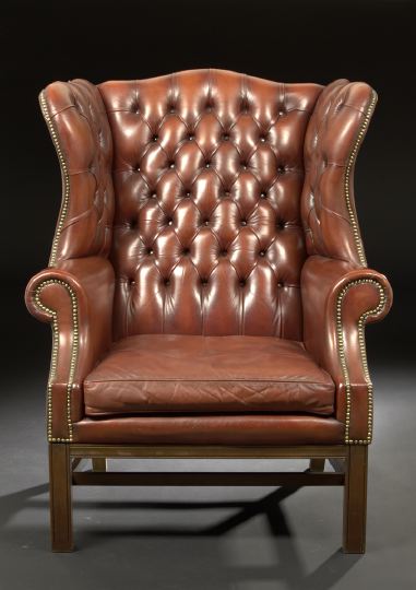 George III Style Mahogany and Leather Upholstered 2bb77