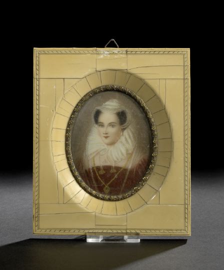 German Oval Portrait Miniature of Mary